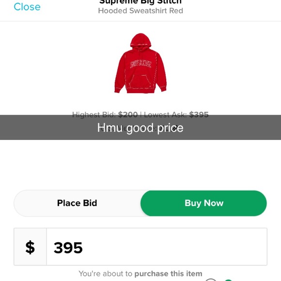 Supreme big stitch red hoodie